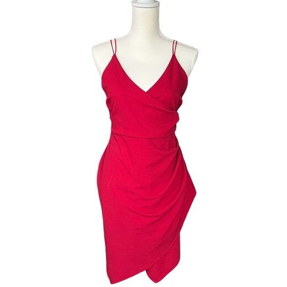 Windsor Faux Wrap Lace-Up Back Asymmetrical Dress | Size Large - Picture 11 of 11